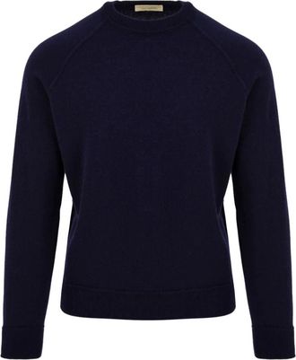 FILIPPO DE LAURENTIIS Raglan Sweater met Ronde Hals - Heren - Ronde hals truien - Blauw - M - Wol - Truien & Vesten
