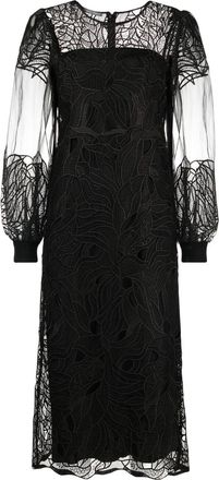 Alberta Ferretti lace-overlay midi dress - women - Silk/Polyester/Silk/Acetate/Spandex/Elastane - 40 - Black