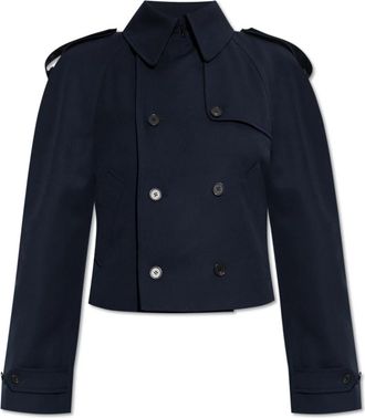 Alexander McQueen Korte double-breasted jas - Dames - Zomerjassen - Blauw - S - Katoen - Jassen