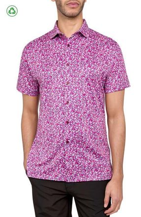 Con.Struct Regular Fit Micro Floral Print Recycled Performance Golf Button-Down Shirt in Multi at Nordstrom, Size Xxx-Large