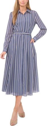 Ted Baker Stripe Long Sleeve Shirtdress in Swift Seas at Nordstrom, Size 14