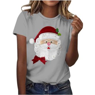Generic Christmas Tops for Women Xmas Tshirts Cute Santa Claus Graphic Tees Short Sleeve Shirts Round Neck Trendy Casual Blouses Xmas Holiday Pullover Tops St
