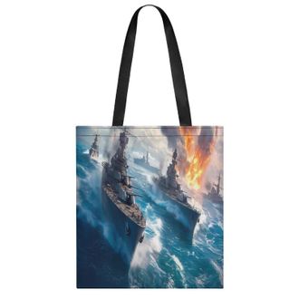 Generic Warship Battleships Womens Tote Casual Shopping Bag Lightweight Shoulder Bags Hobos Handbag for Work Travel Daily 35x40cm