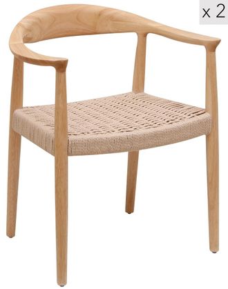 Nordlys Set 2 sillas escandinavas en madera y cuerda