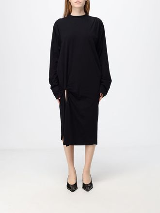 Balenciaga Midi Tunic Dress in Cotton with Crew Neck and Dropped Shoulders