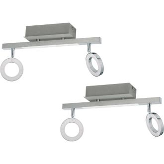 Loops 2 PACK Wall Spot Light Aluminium Chrome Shade Satined Plastic LED 2x3.2W 1x3.3W