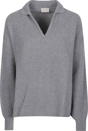 Drumohr Polo Boxy V-Neck Wool-Cashmere Sweater