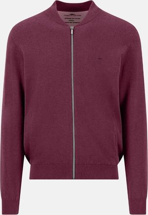 Fynch-Hatton Mens Fine Knit Zipped Cardigan Deep Merlot - Red - Size: 40