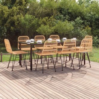 vidaXL Juego De Comedor De Jard&iacute;n 9 Piezas Rat&aacute;n Sint&eacute;tico Vidaxl