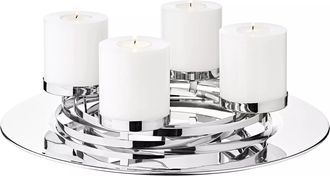 Edzard Hochwertiger Design Adventskranz La Annabell ø 40 cm - Edelstahl glänzend vernickelt