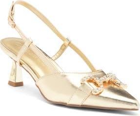 Wild Diva Aleena Kitten Heel Pump in Gold at Nordstrom Rack, Size 5.5
