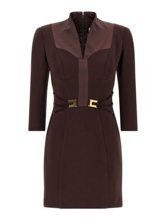 Elisabetta Franchi Logo Dress With Elastic Bands