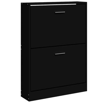 vidaXL Mueble Zapatero Madera Contrachapada Negro 59x17x81 Cm Vidaxl