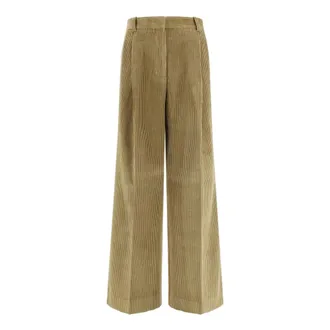 R&oacute;he Ted Broek met Lage Taille en Corduroy - Dames - Broeken - Groen - Maat: XS Corduroy