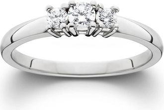 Pompeii3 1/4ct White Gold Three Stone Diamond Engagement Ring Size Selectable
