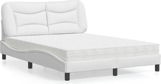 vidaXL Vidaxl - Cama Con Colch&oacute;n Cuero Sint&eacute;tico Blanco 140x200 Cm