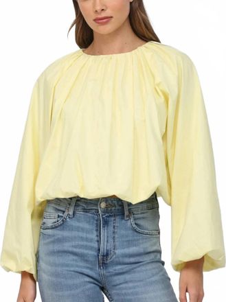 Fate Cropped Gathered Top In Lemon