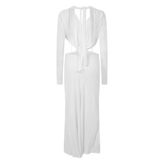 Alberta Ferretti Long Dress with Cut-Out - female - Alberta Ferretti - Gowns - White - S - Dresses