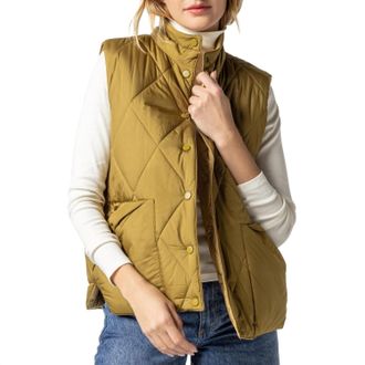 Lilla P Womens Reversible Snap Front Vest In Antique Gold