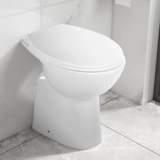 vidaXL Vidaxl - Inodoro Sin Borde, 7 Cm Altura Extra, Cierre Suave, Cer&aacute;mica Blanca