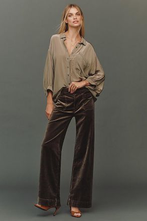 Maeve The Colette Full-Length Velvet Pants by Maeve