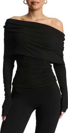 Naked Wardrobe Off the Shoulder Top in Black at Nordstrom, Size X-Large