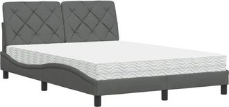 vidaXL Cama Con Colch&oacute;n Tela Gris Oscuro 140x190 Cm Vidaxl
