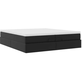 vidaXL Estructura De Cama Otomana Con Colchones Cuero Sint&eacute;tico Negro Vidaxl