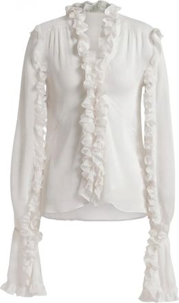 Alberta Ferretti Zijden top met ruches - Wit