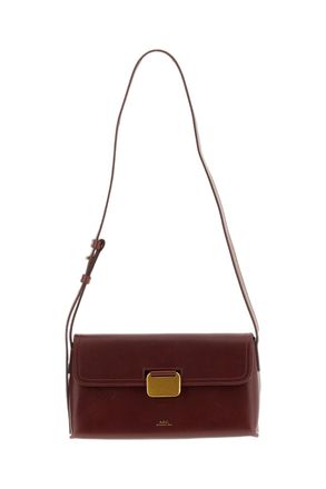A.P.C. Structured Smooth Leather Crossbody Bag with Gold-Finish Clasp