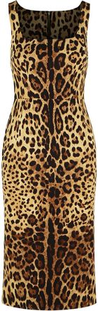 Dolce & Gabbana Vestido De Seda Con Estampado De Leopardo