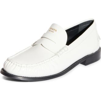 Prada Ruched Toe Penny Loafer in Bianco at Nordstrom, Size 10.5Us