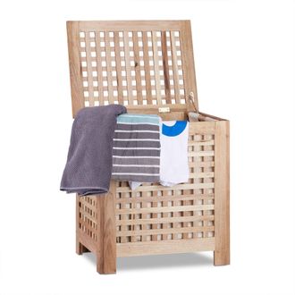 Relaxdays Relaxdays - Cesto Para La Ropa Sucia, Con Tapa, Saco Extra&iacute;ble, 70l, 55,5 X 52,5 X 39,5 Cm, Marr&oacute;n