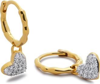 Monica Vinader Lab-Created Diamond Heart Huggie Hoop Earrings in 18K Gold Vermeil at Nordstrom