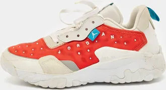 Air Jordan s White Leather And Suede Delta 2 Lace Up Sneakers