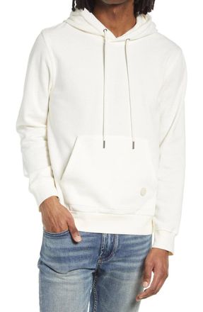 7 For All Mankind Luxe Hoodie Ivory Fleece Long Sleeve Pullover RED558