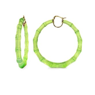 Gold & Honey Womens Xl Lucite Bamboo Hoop Earrings In Lime Green