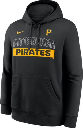 Nike Pittsburgh Pirates Club Nike Mens MLB Pullover Hoodie in Black | NKDK00APTB-2VW