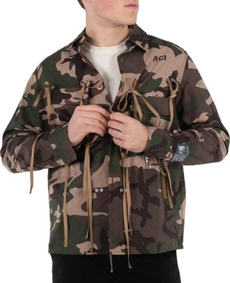 Reese Cooper Mens Camo Modular Pocket Button Down Shirt, Size X-Small