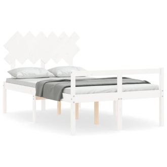 Berkfield Home Bed Frame with Headboard White Double Solid Wood