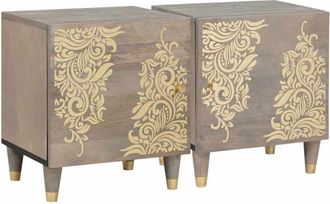 vidaXL Cabinet de noche con puerta 2 pcs Gris 40 x 33 x 46 cm vidaXL