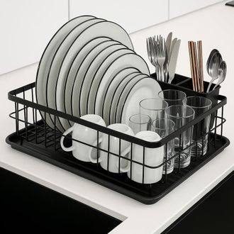 OEM Escurridor De Fregadero De Acero Inoxidable De 42&times;32 Cm, Soporte Para Cubiertos, Color Negro, Rejilla Peque&ntilde;a