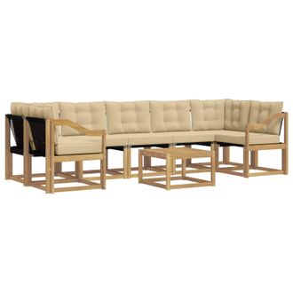 vidaXL Conjunto De Sof&aacute;s De Exterior Con Coj&iacute;n 8 Pcs Y Beige Vidaxl