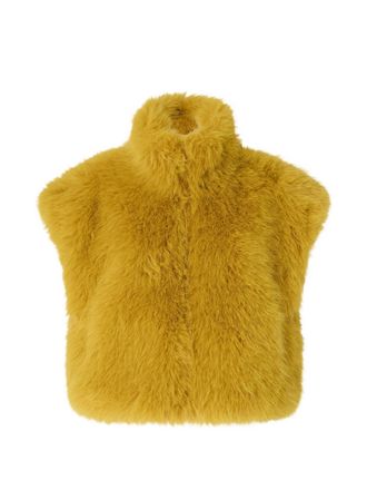 Pinko Plush Boxy Gilet in Rich Golden-Hued Fabric