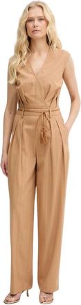 Twinset Gestreepte Jumpsuit met Riem - Dames - Jumpsuits - Bruin - L - Katoen - Jumpsuits & Playsuits