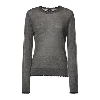 Pinko Pamplona Maglia Ultra Light Me - Dames - Ronde hals truien - Grijs - S - Truien & Vesten