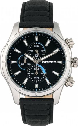 Breed Lacroix Chronograph Leather-Band Watch in Silver/black at Nordstrom