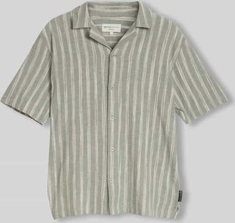 Tom Tailor Denim Relaxed Fit Freizeithemd aus Baumwoll-Leinen-Mix in Oliv, Gr&ouml;&szlig;e XXL