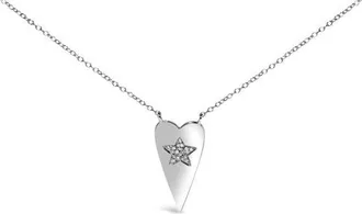 House of Brilliance 925 Sterling Silver Diamond Heart with Star Pendant Necklace at Nordstrom