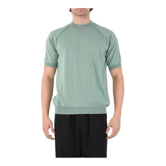 Mauro Grifoni Tops, Heren, Groen, M, Katoen, Sweater met raglanmouwen en zichtbare stiksels